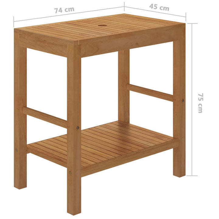 badeværelsesskab med håndvask massivt teak marmor sort