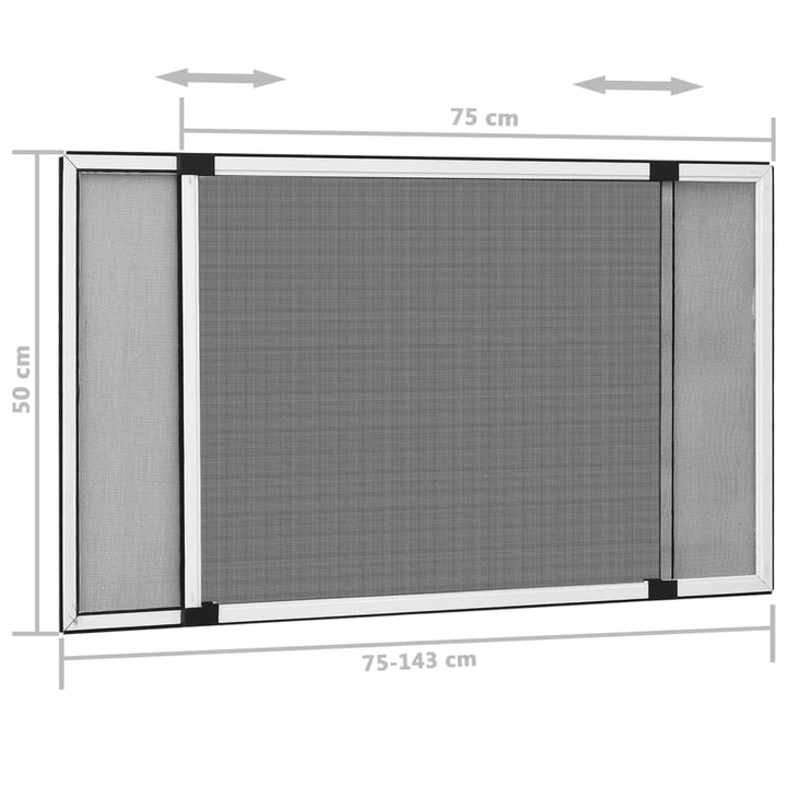 udvideligt insektnet til vinduer (75-143)x50 cm hvid