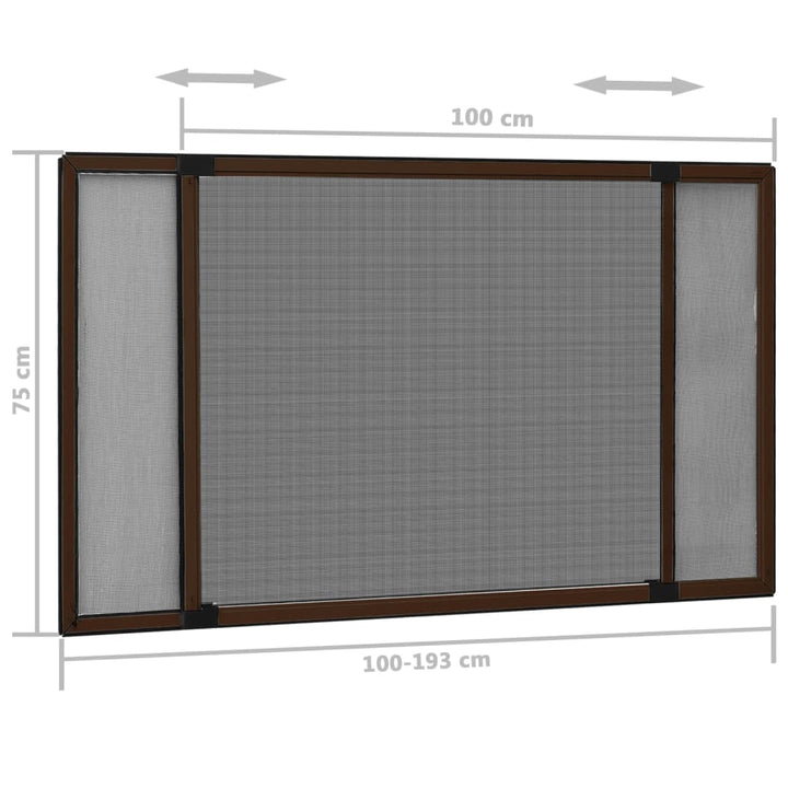 udvideligt insektnet til vinduer (100-193)x75 cm brun