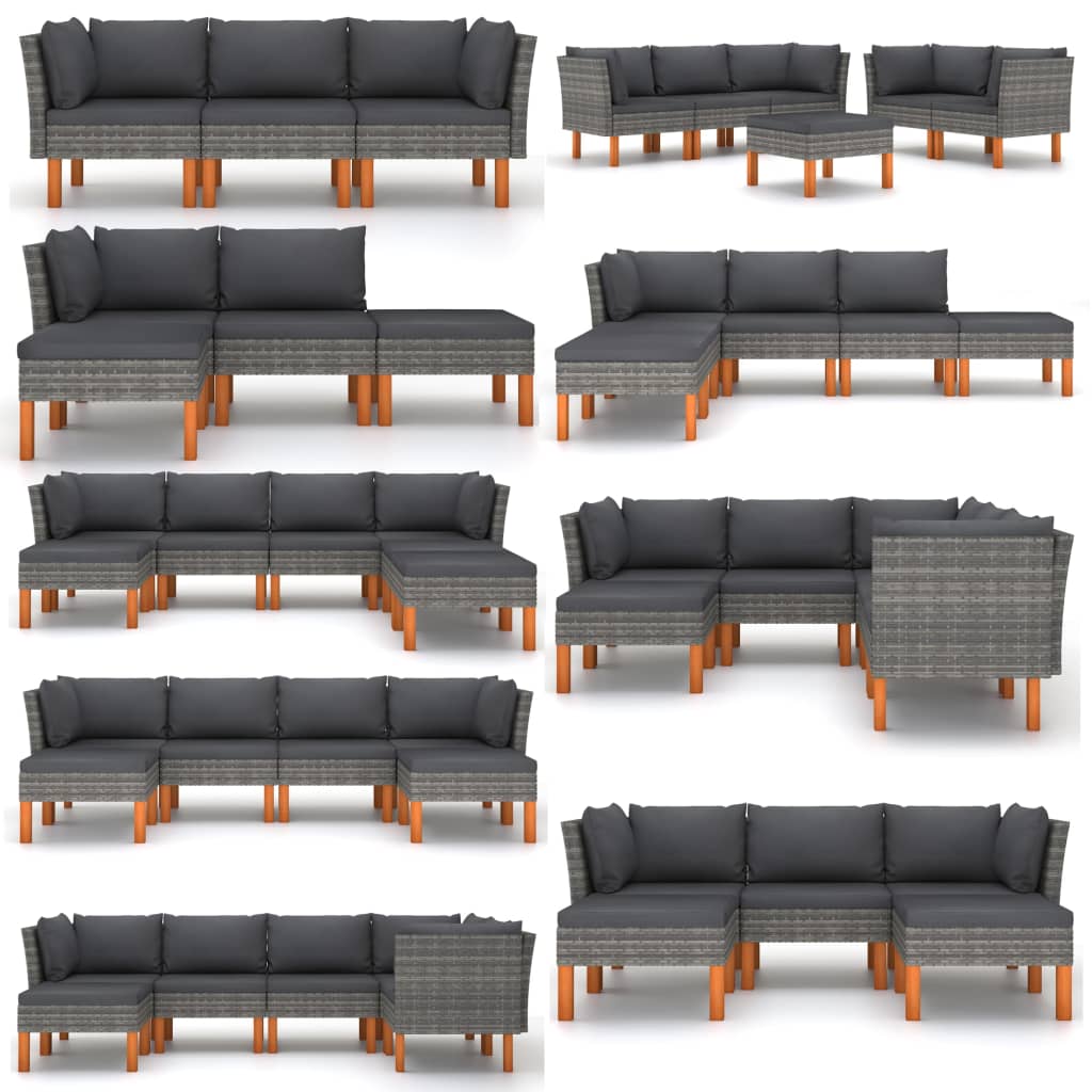 midterdel til sofa polyrattan og massivt eukalyptustræ