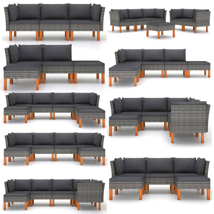 midterdel til sofa polyrattan og massivt eukalyptustræ
