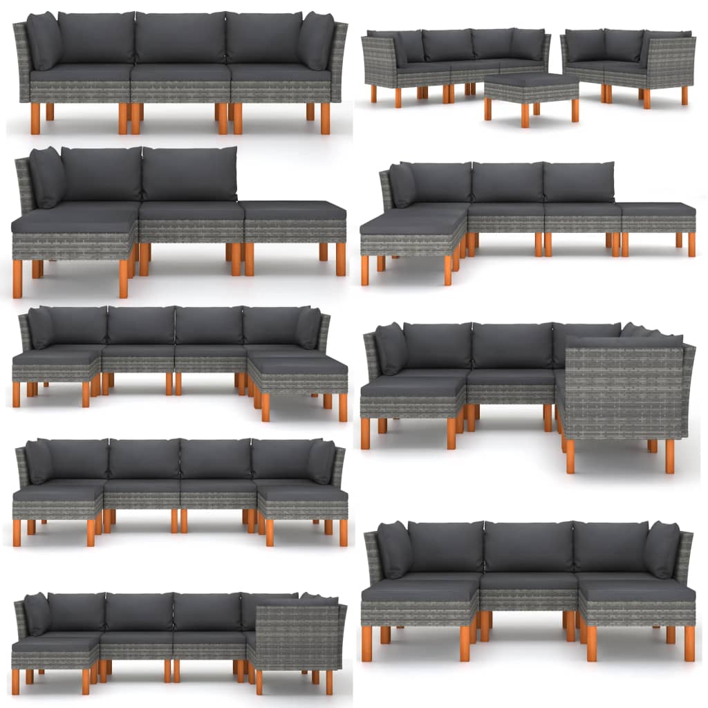 havesofa polyrattan og massivt eukalyptustræ