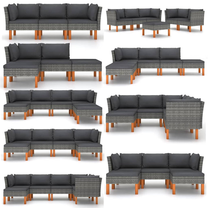havesofa polyrattan og massivt eukalyptustræ