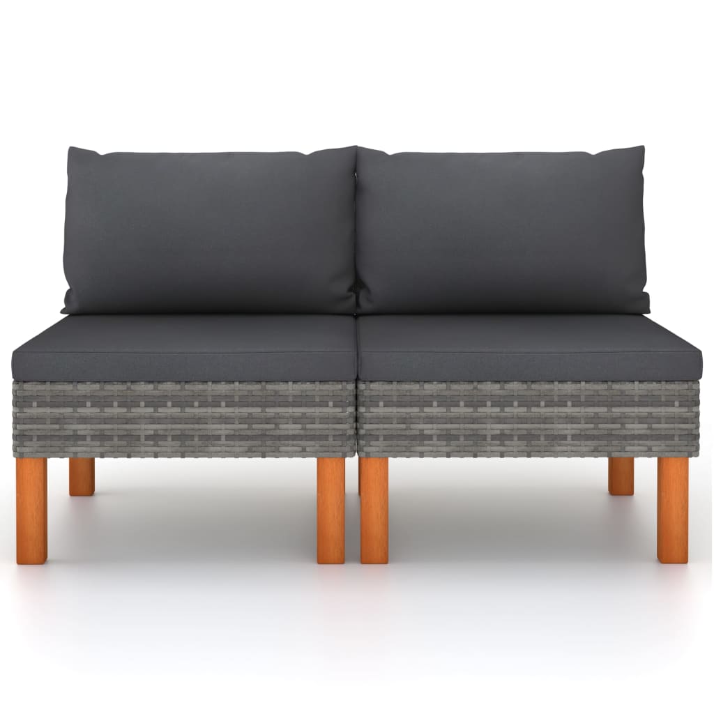 midterdele til sofa 2 stk. polyrattan og massivt eukalyptustræ