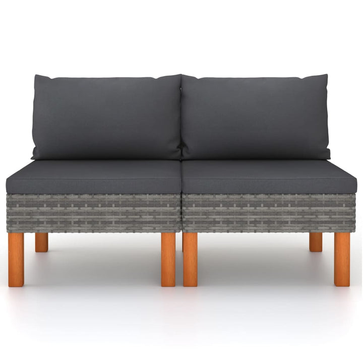 midterdele til sofa 2 stk. polyrattan og massivt eukalyptustræ