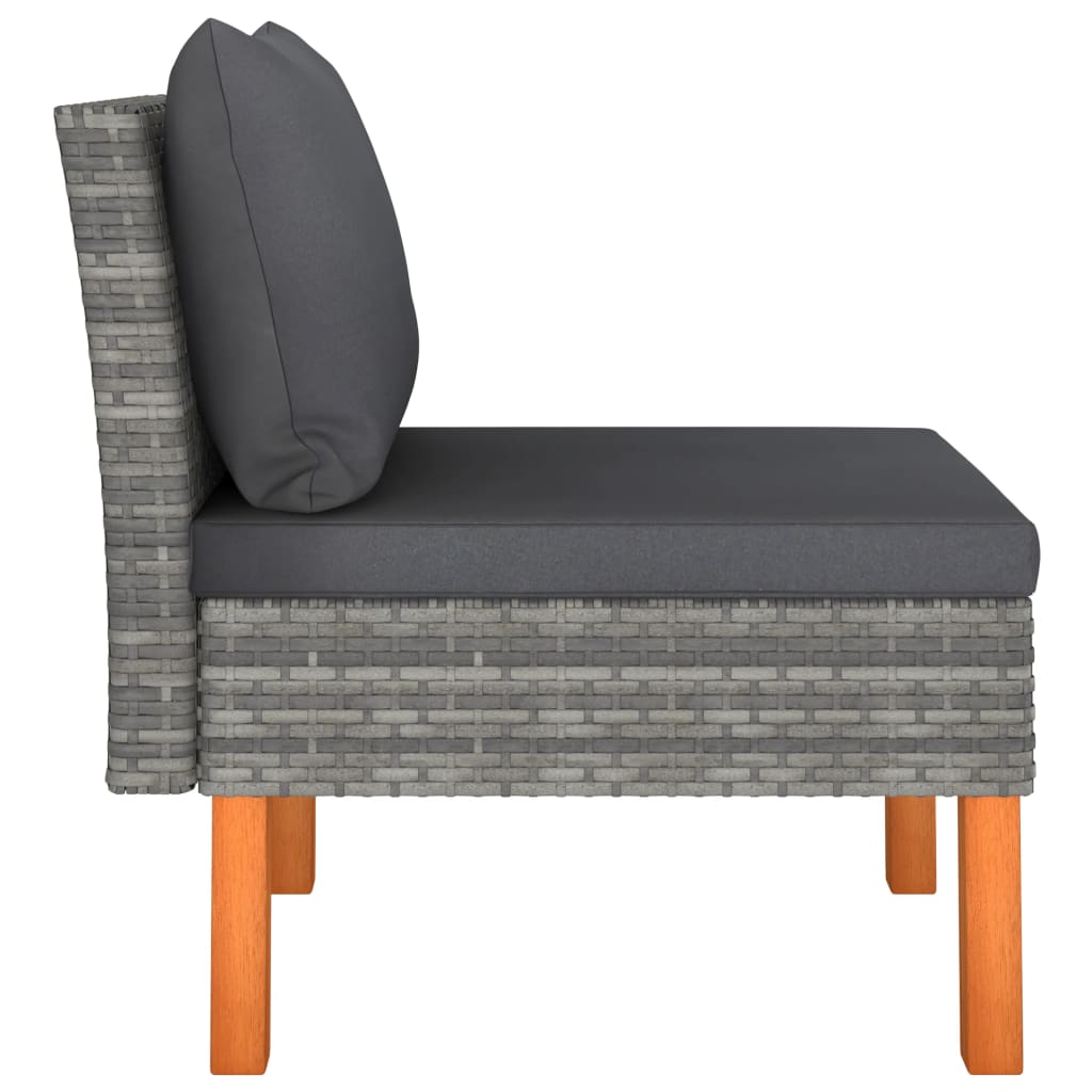 midterdele til sofa 2 stk. polyrattan og massivt eukalyptustræ