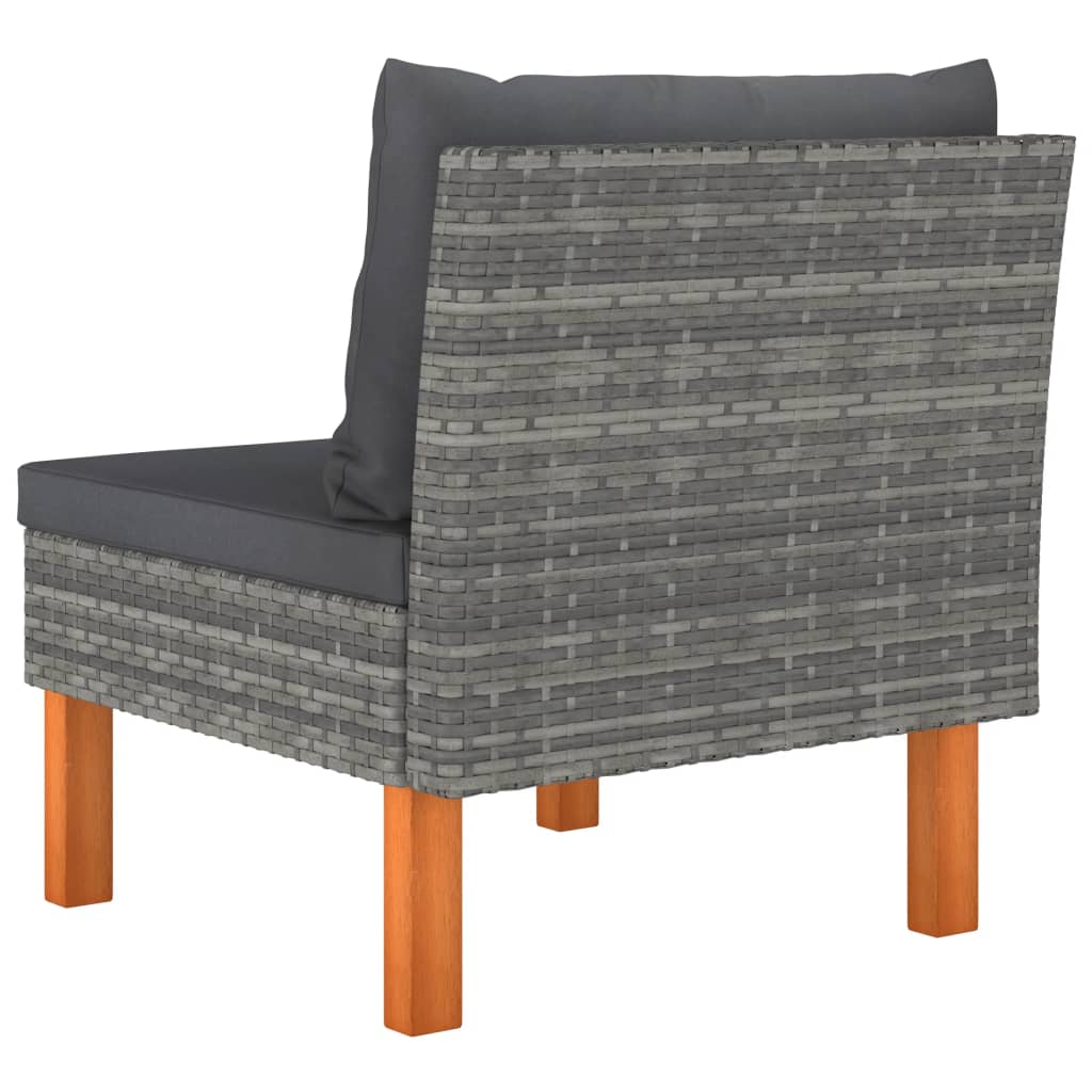 midterdele til sofa 2 stk. polyrattan og massivt eukalyptustræ