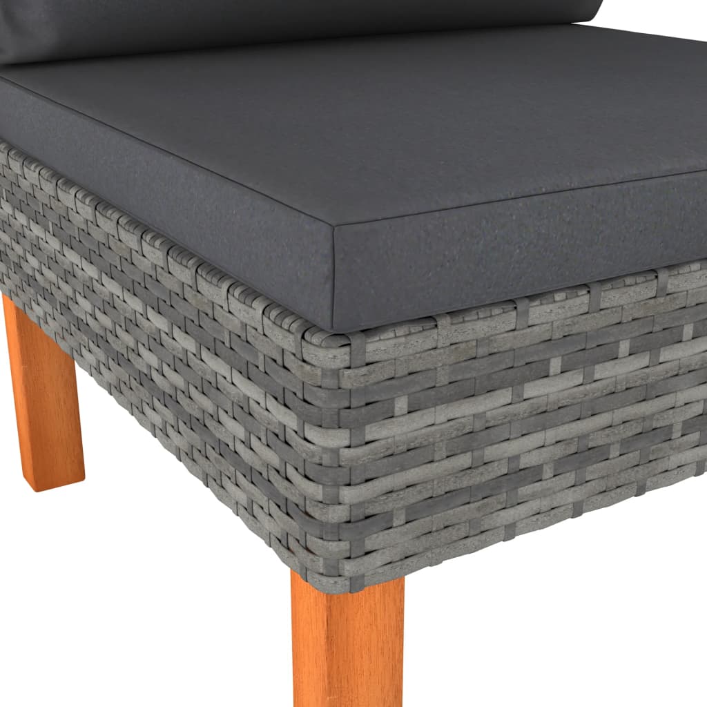 midterdele til sofa 2 stk. polyrattan og massivt eukalyptustræ