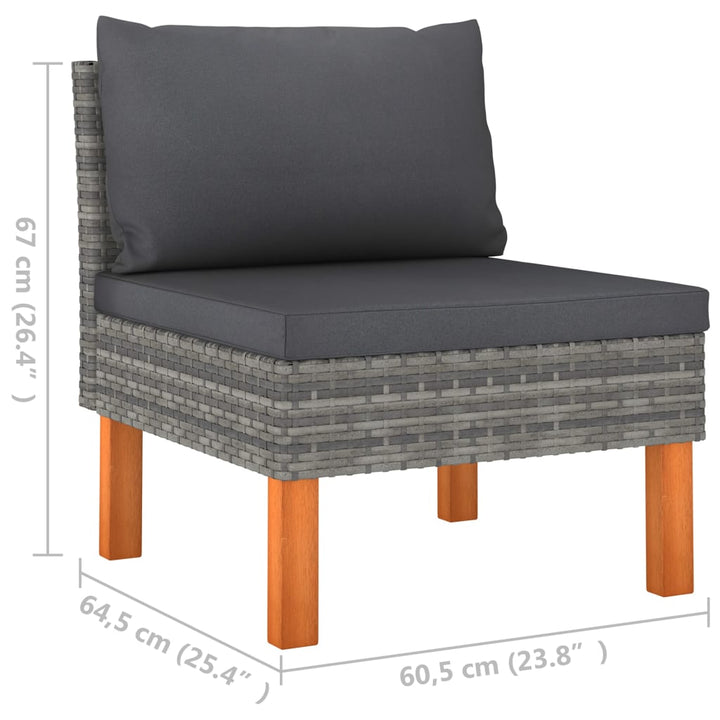 midterdele til sofa 2 stk. polyrattan og massivt eukalyptustræ