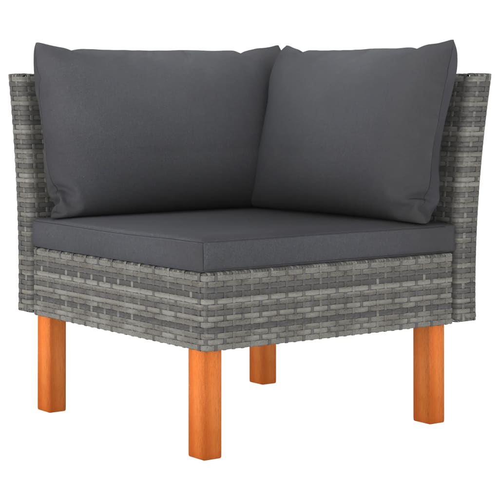 hjørnedele til sofa 2 stk. polyrattan og massivt eukalyptustræ