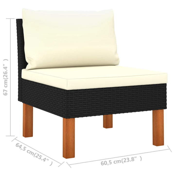 midterdel til sofa polyrattan og massivt eukalyptustræ