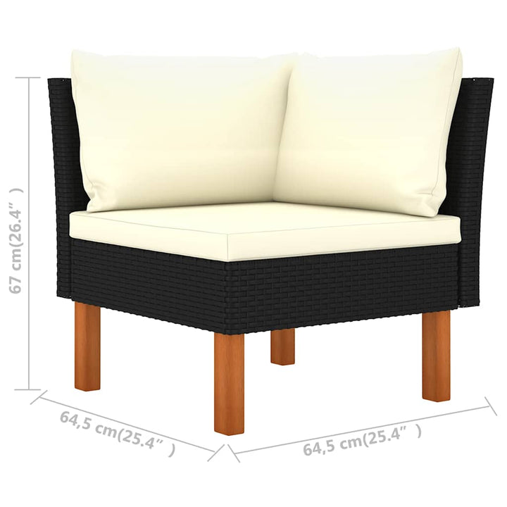 hjørnedel til sofa polyrattan og massivt eukalyptustræ