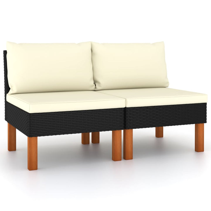 midterdele til sofa 2 stk. polyrattan og massivt eukalyptustræ