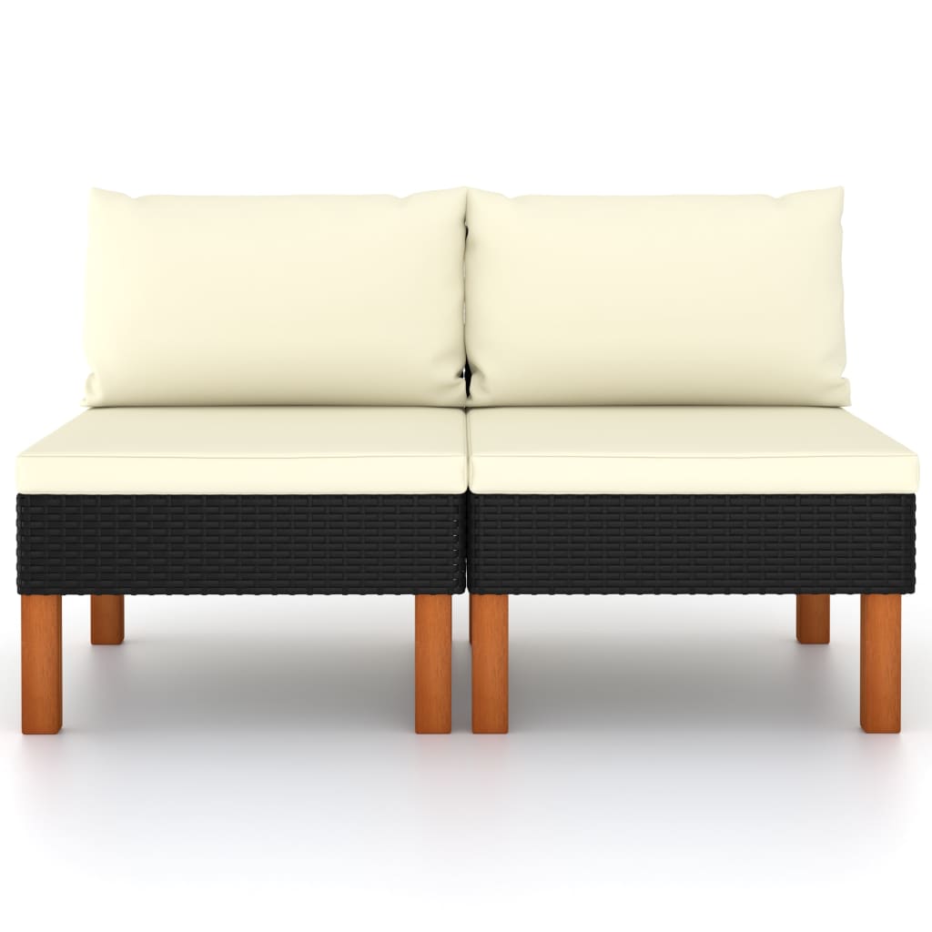 midterdele til sofa 2 stk. polyrattan og massivt eukalyptustræ