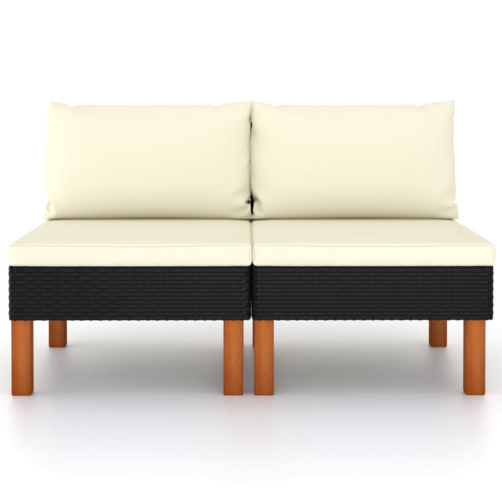midterdele til sofa 2 stk. polyrattan og massivt eukalyptustræ