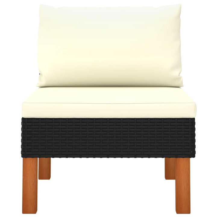 midterdele til sofa 2 stk. polyrattan og massivt eukalyptustræ