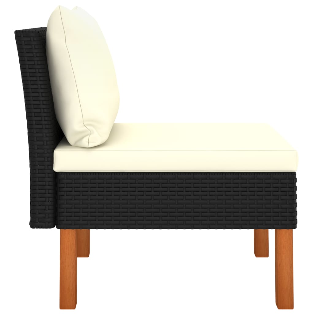 midterdele til sofa 2 stk. polyrattan og massivt eukalyptustræ