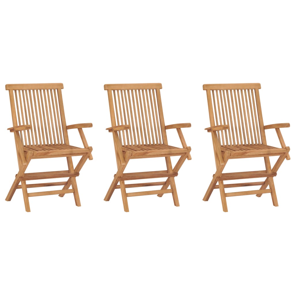 foldbare havestole 3 stk. massivt teaktræ