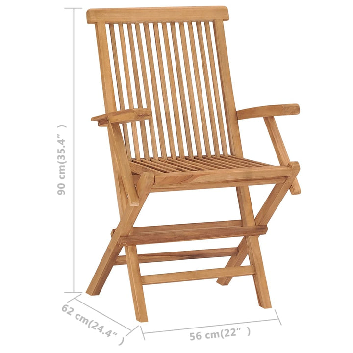 foldbare havestole 3 stk. massivt teaktræ