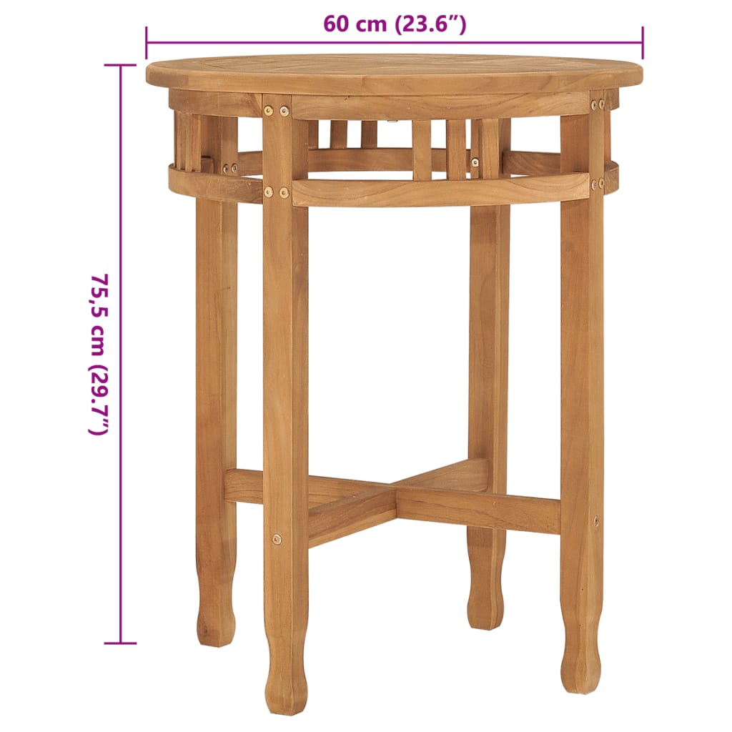 bistrobord Ø60x75,5 cm massivt teaktræ