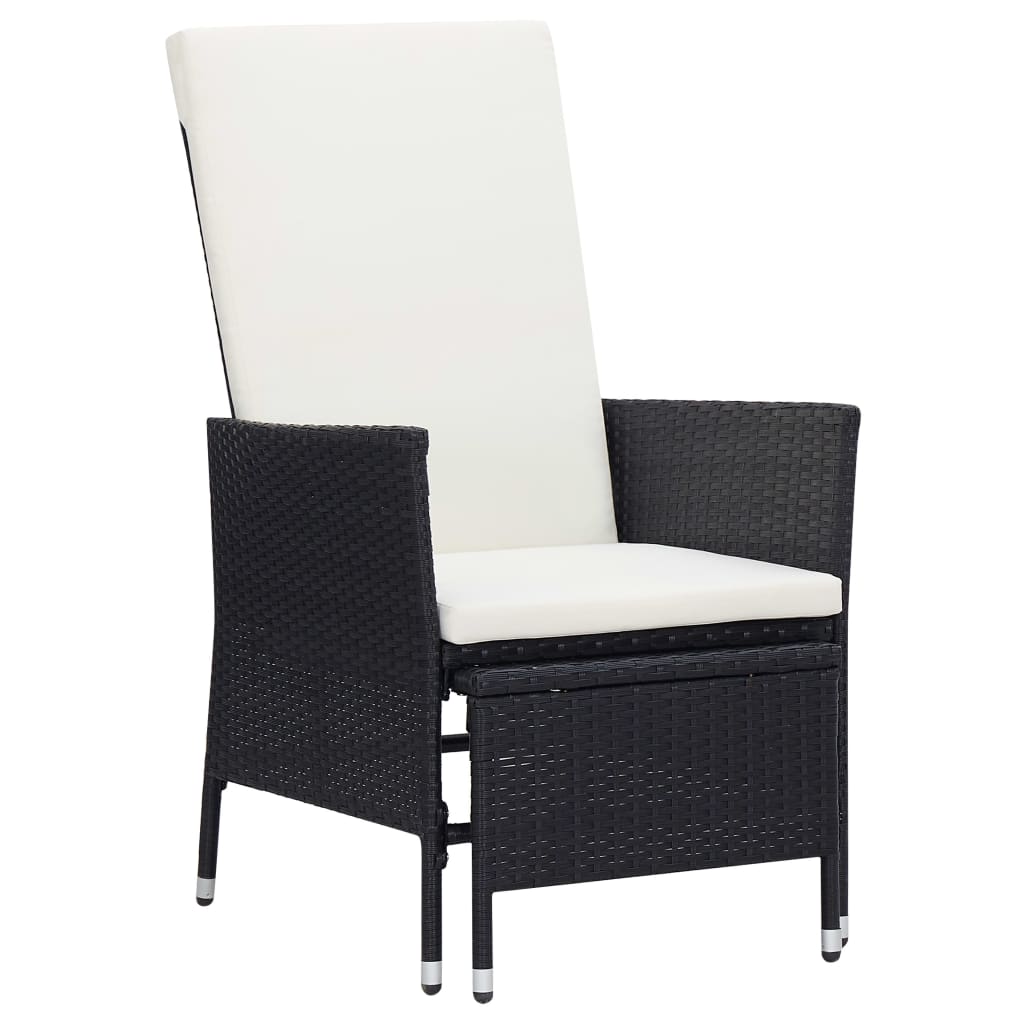 loungesæt til haven 3 dele med hynder polyrattan sort