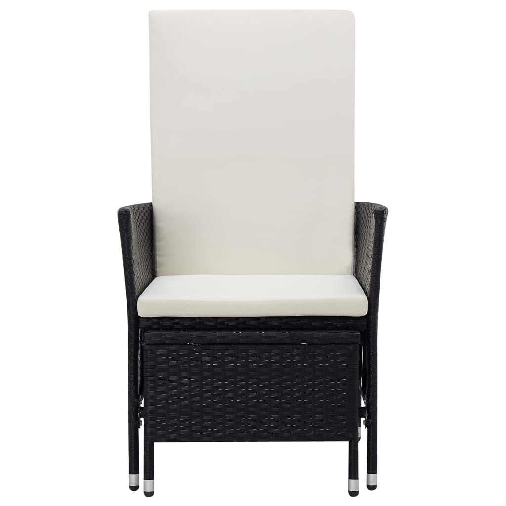 loungesæt til haven 3 dele med hynder polyrattan sort