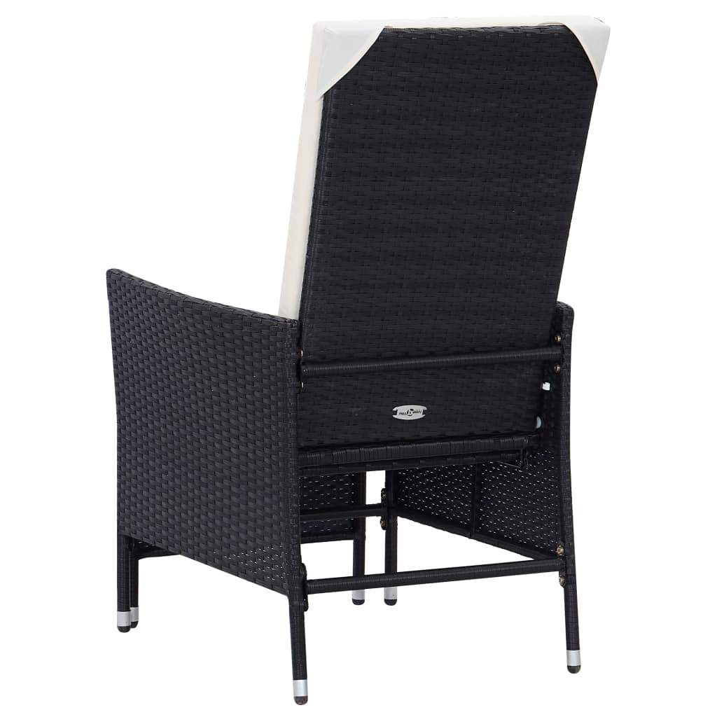 loungesæt til haven 3 dele med hynder polyrattan sort