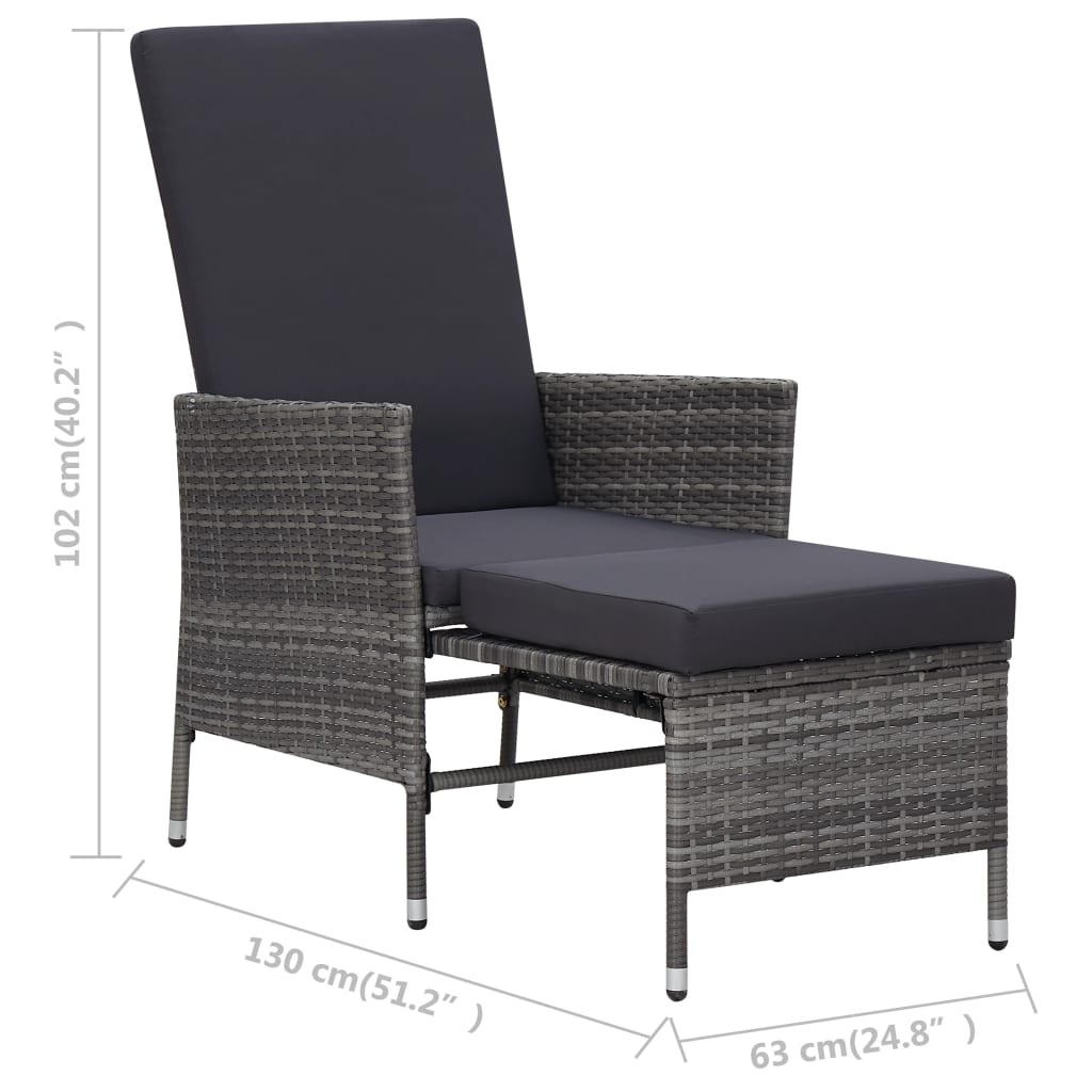 loungesæt til haven 3 dele med hynder polyrattan grå