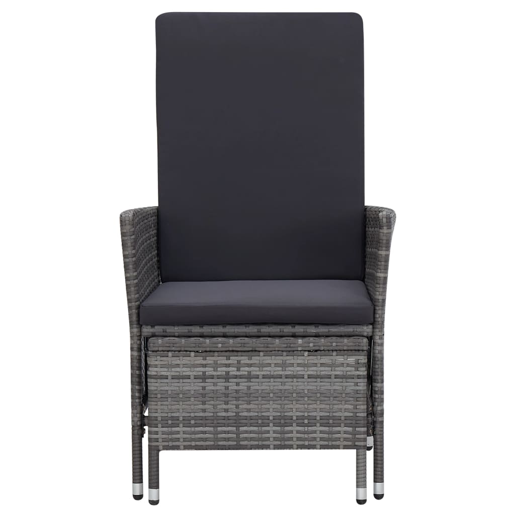 loungesæt til haven 3 dele med hynder polyrattan grå