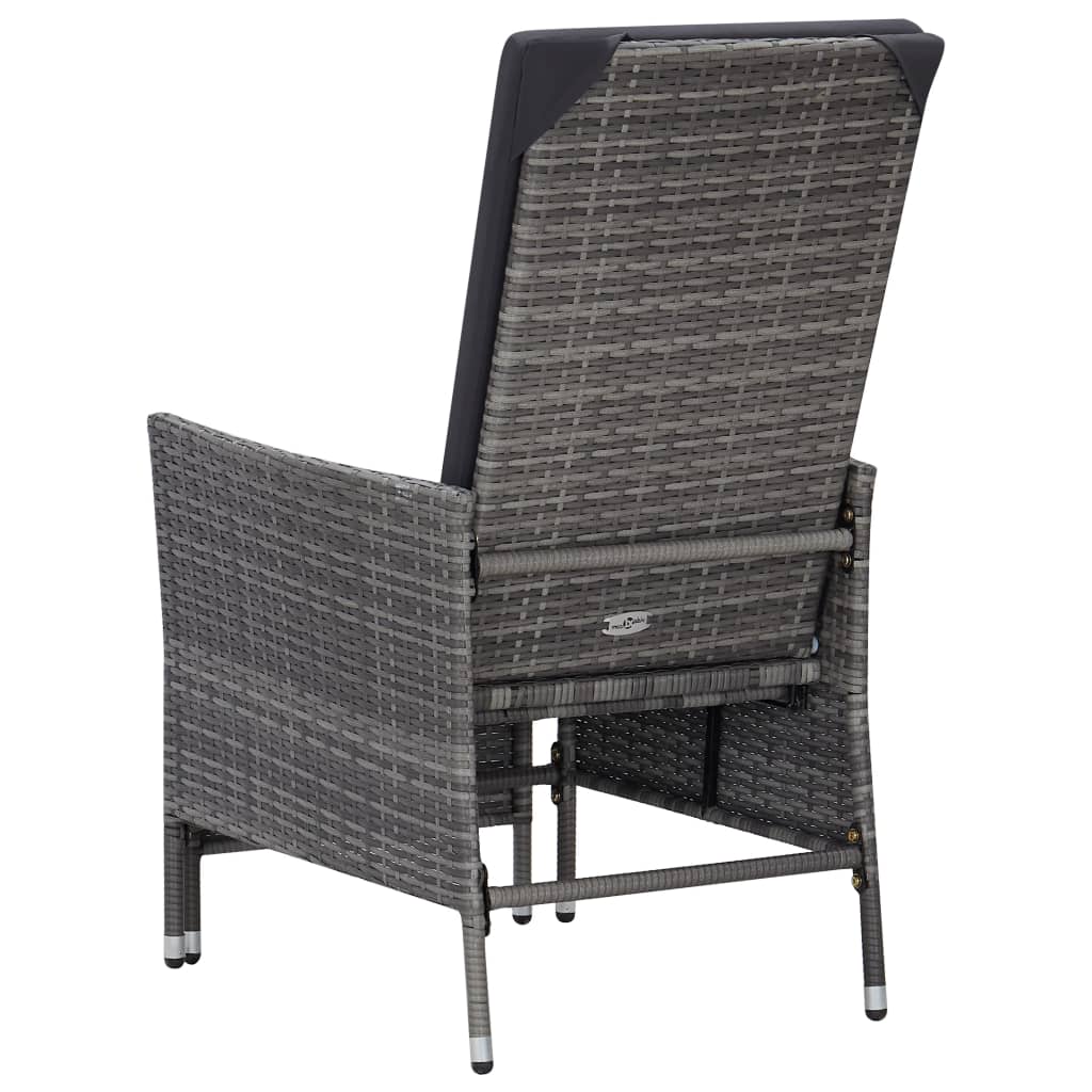 loungesæt til haven 3 dele med hynder polyrattan grå