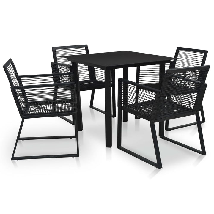 udendørs spisebordssæt 5 dele PVC-rattan sort