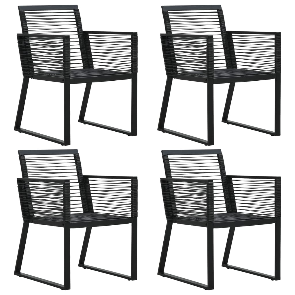 udendørs spisebordssæt 5 dele PVC-rattan sort