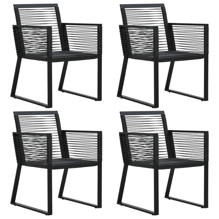 udendørs spisebordssæt 5 dele PVC-rattan sort