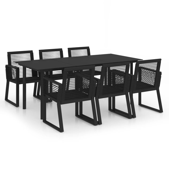 udendørs spisebordssæt 7 dele PVC-rattan sort
