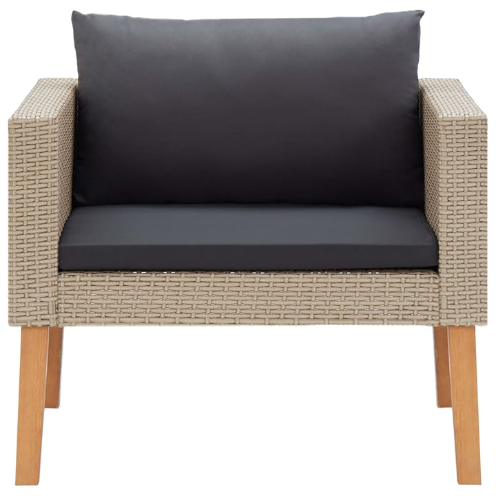 loungesæt til haven 4 dele med hynder polyrattan beige