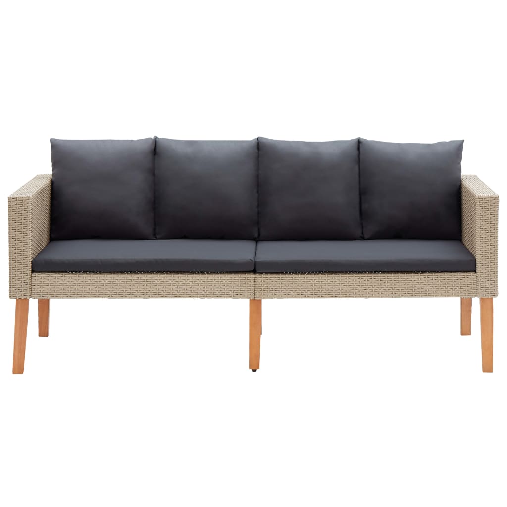 loungesæt til haven 2 dele med hynder polyrattan beige