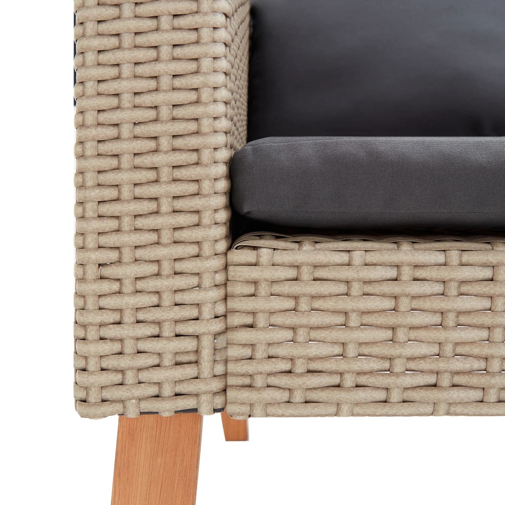loungesæt til haven 2 dele med hynder polyrattan beige