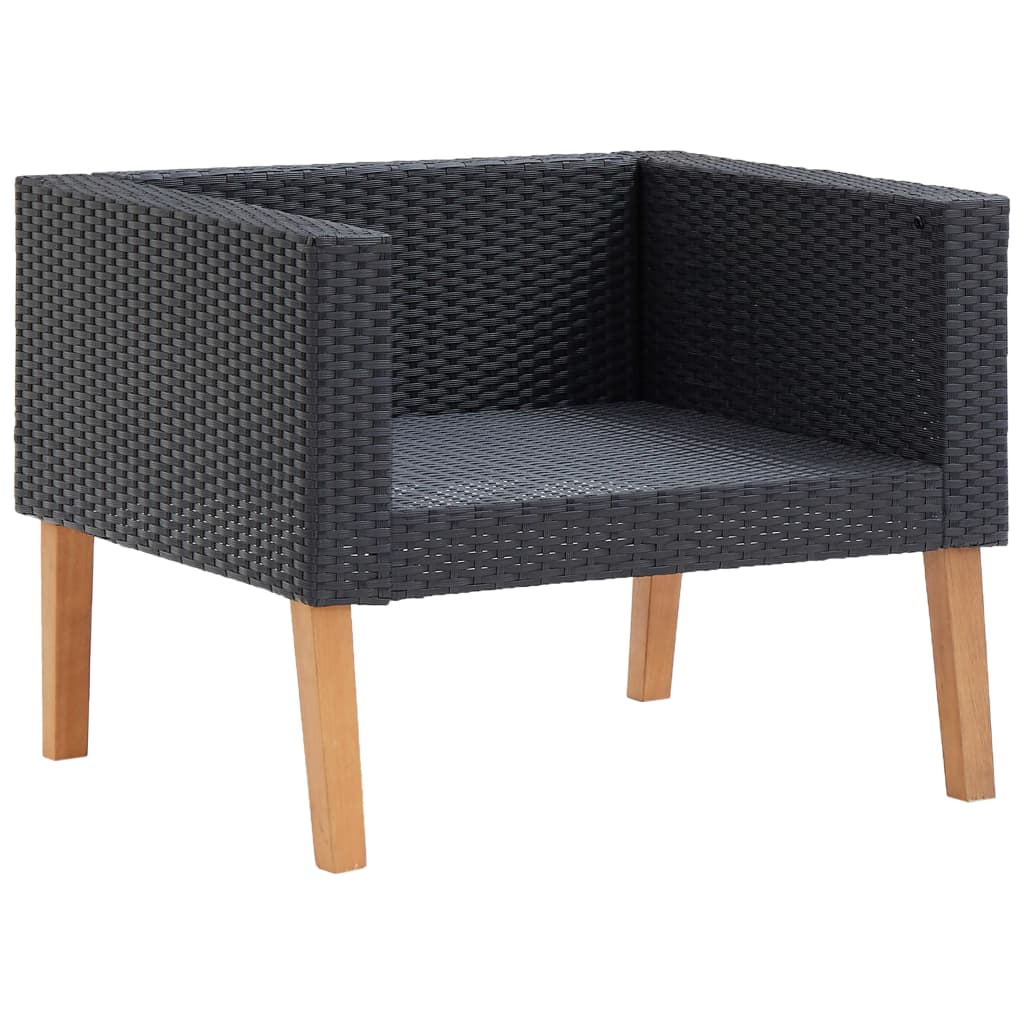 loungesæt til haven 5 dele med hynder polyrattan sort