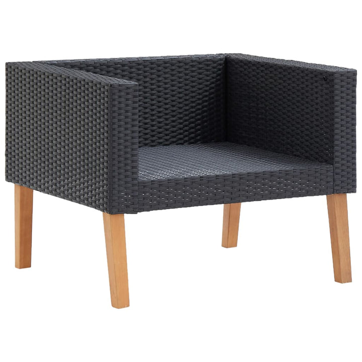 loungesæt til haven 5 dele med hynder polyrattan sort