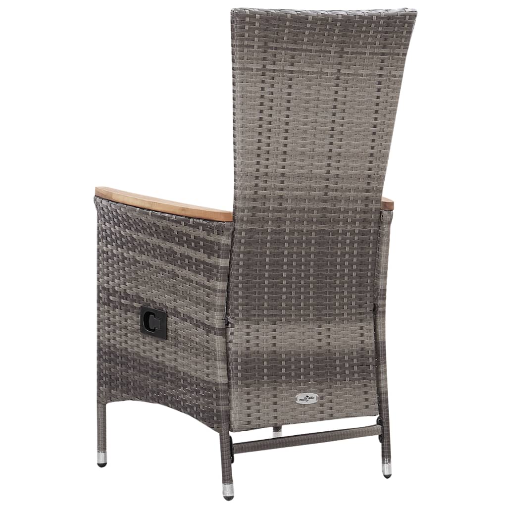 loungesæt til haven 3 dele med hynder polyrattan grå