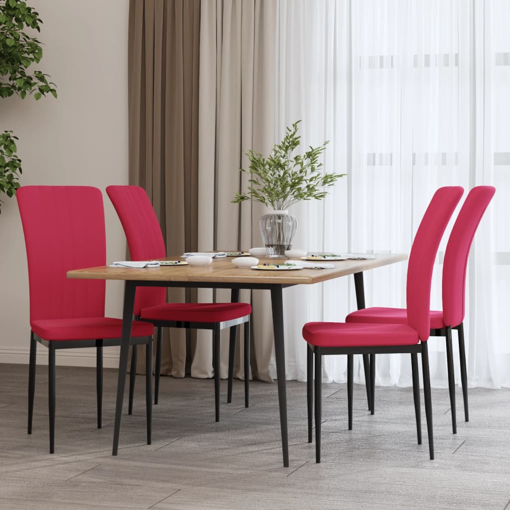 spisebordsstole 4 stk. velour vinrød