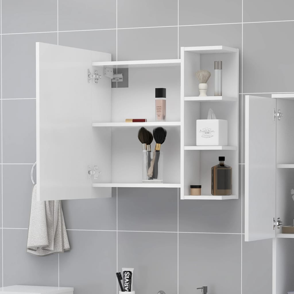 badeværelsesskab med spejl 62,5x20,5x64 cm konstrueret træ hvid