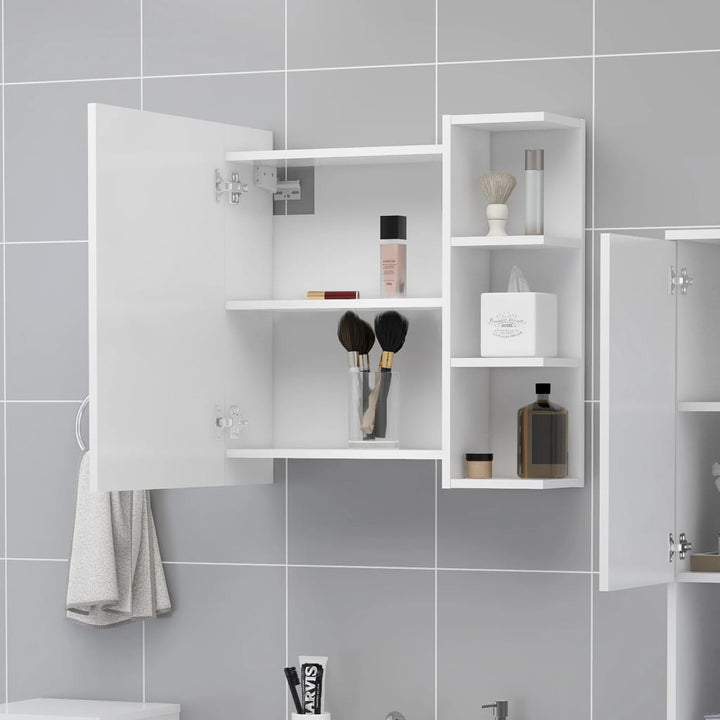 badeværelsesskab med spejl 62,5x20,5x64 cm konstrueret træ hvid