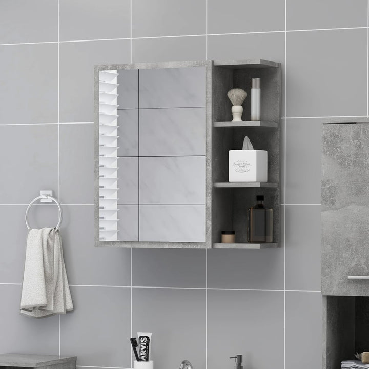 badeværelsesskab spejl 62,5x20,5x64 cm konstrueret træ betongrå