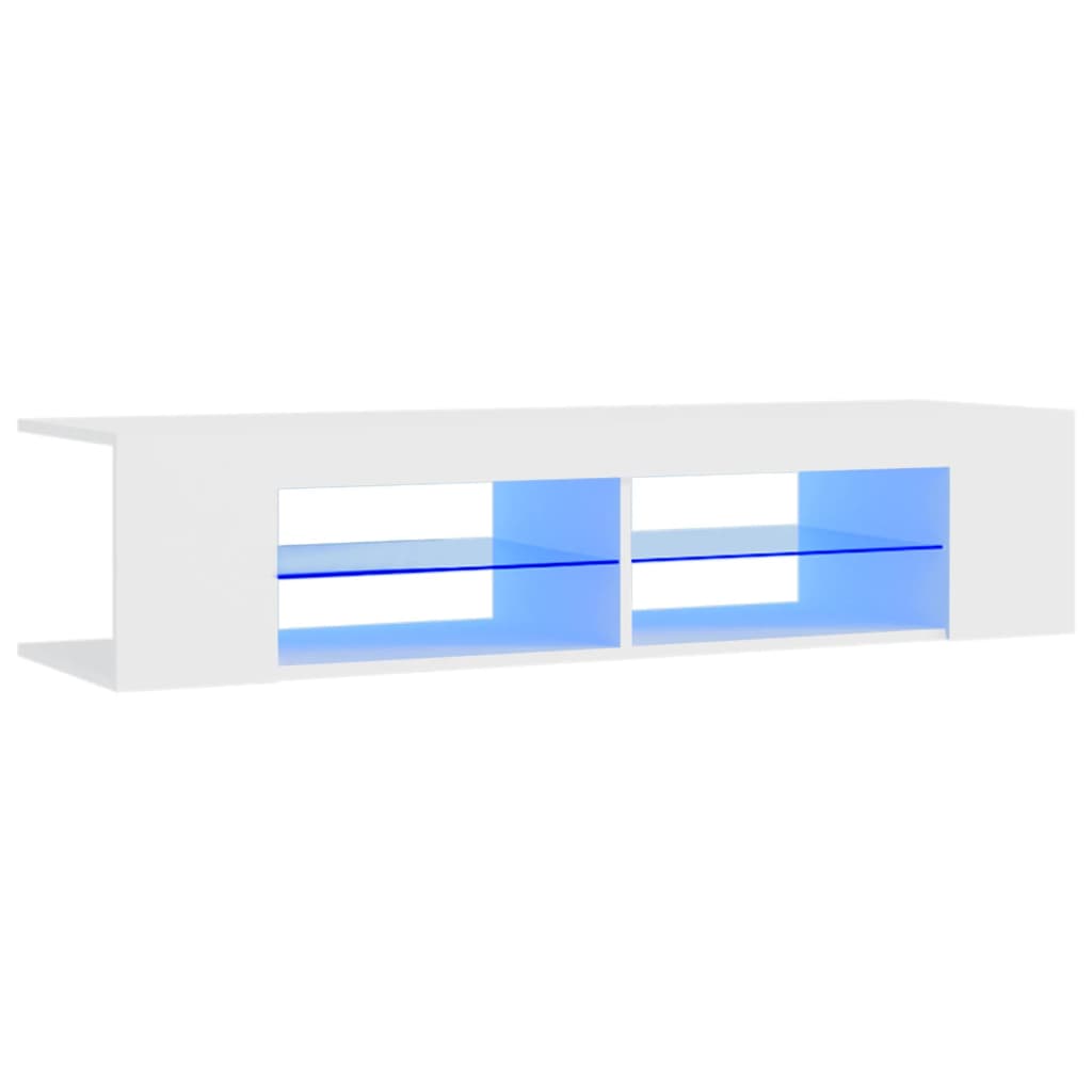 tv-skab med LED-lys 135x39x30 cm hvid