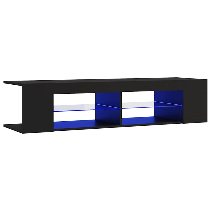 tv-skab med LED-lys 135x39x30 cm sort