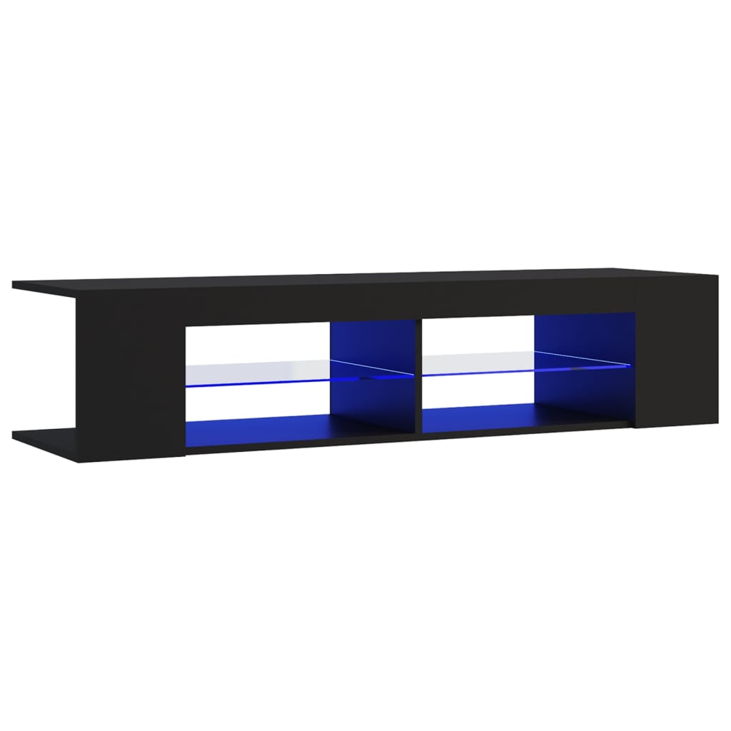 tv-skab med LED-lys 135x39x30 cm sort