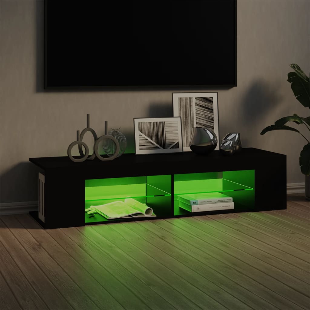 tv-skab med LED-lys 135x39x30 cm sort