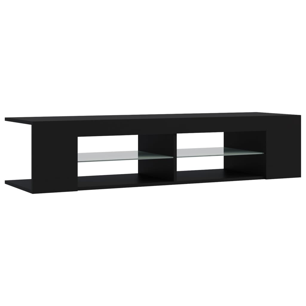 tv-skab med LED-lys 135x39x30 cm sort