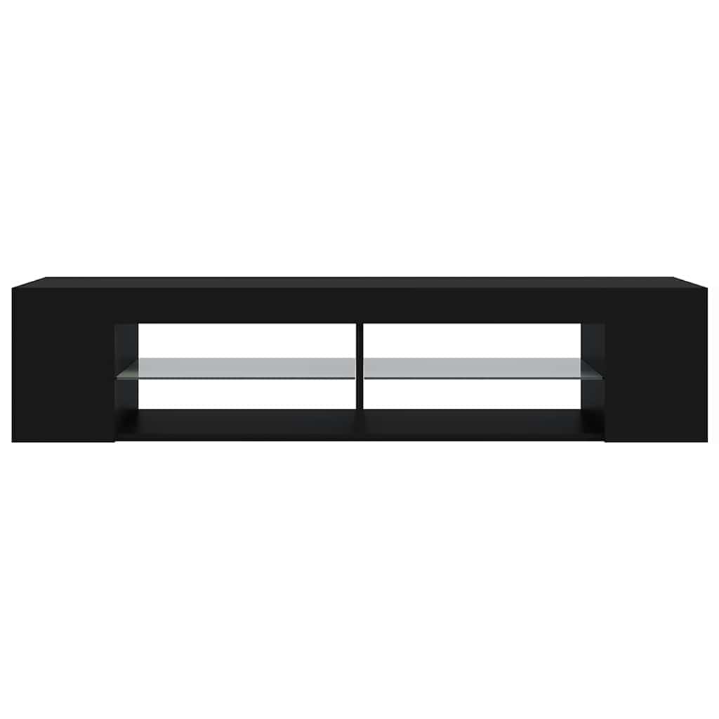 tv-skab med LED-lys 135x39x30 cm sort